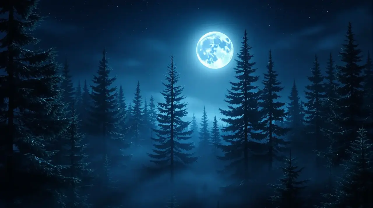 樱花影视 月夜杉林主题背景